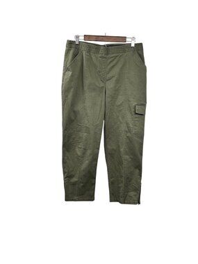 Chico's Womens Pull On Cargo Ankle Pants High Rise Green Size Large